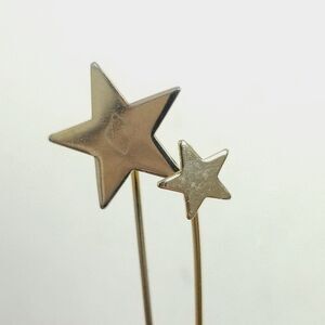 Vintage Set of Two Star Shape Stick Pins, Gold Tone, Unisex Minimal Celestial